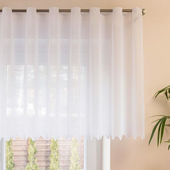 Žakárová vitrážová záclona ALICE 361910, žíhaná, bílá, (více výšek, v metráži)