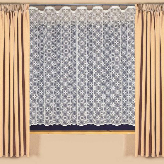 Žakárová záclona A3910 ornamenty, celoplošný vzor, bílá (více výšek, v metráži)