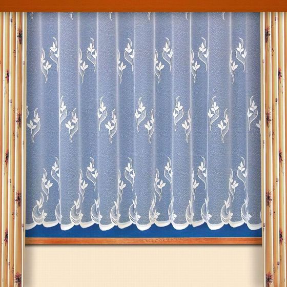 Žakárová záclona V039 listy, bílá (více výšek, v metráži)