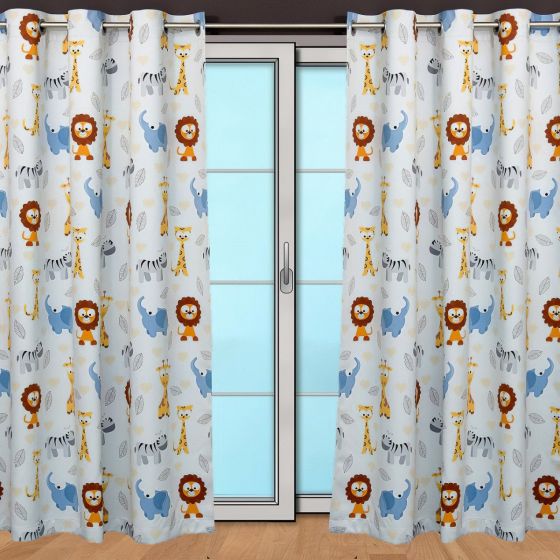 Zatemňovací / termoizolační závěs, dětský blackout 10027/02 ZOO na bílé, šířka 150cm (látka v metráži)