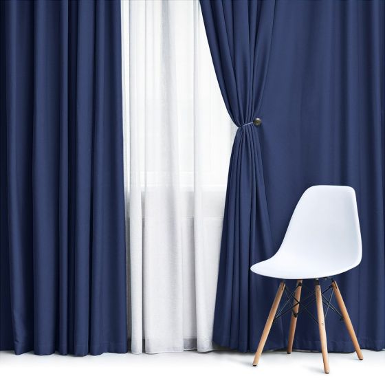Zatemňovací / termoizolační závěs, blackout jednobarevný UNI OLZ-143 tmavě modrý, šířka 150cm (látka v metráži)
