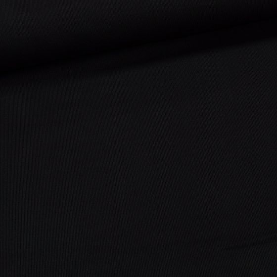 Žebrovaný bavlněný úplet 6222 4002 středně hrubý, jednobarevný černý, š.122cm, (látka v metráži)