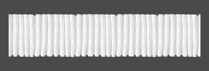 Záclonová řasící páska, stuha F1, univerzální řasení, bílá, tužší, šířka 6cm (v metráži)