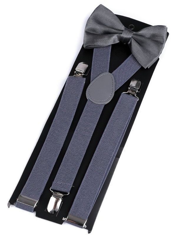 Dětská společenská chlapecká sada, motýlek a šle 650360/05, šedomodrá