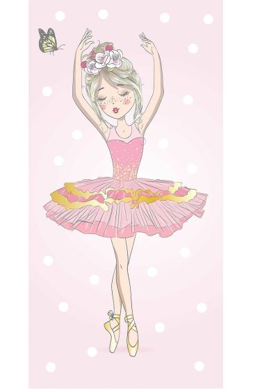 Dětská plážová osuška BALERÍNA, světle růžová, froté, 70x140cm