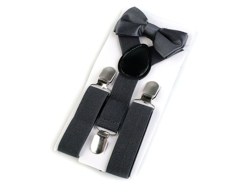 Dětská společenská chlapecká sada (2-6 let), motýlek a šle 650332/03, šedá