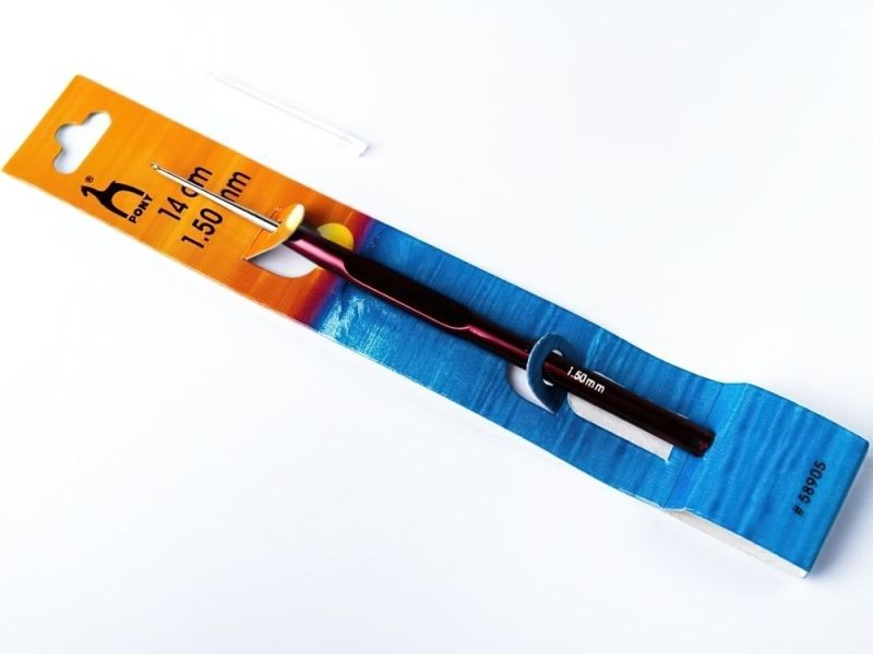 Háček na háčkování PONY, ocelový s ručkou 58905, velikost 1,5mm, délka 14cm