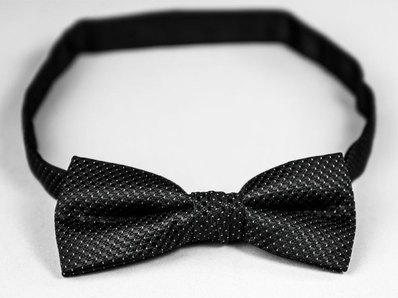 Motýlek pánský AMJ černý - stříbrný vzor MP026