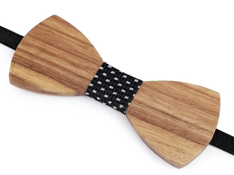 Dřevěný motýlek pánský 770144/10, přírodní, hnědý / černá