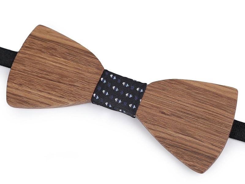 Dřevěný motýlek pánský 770144/7, přírodní, hnědý / tmavě modrá