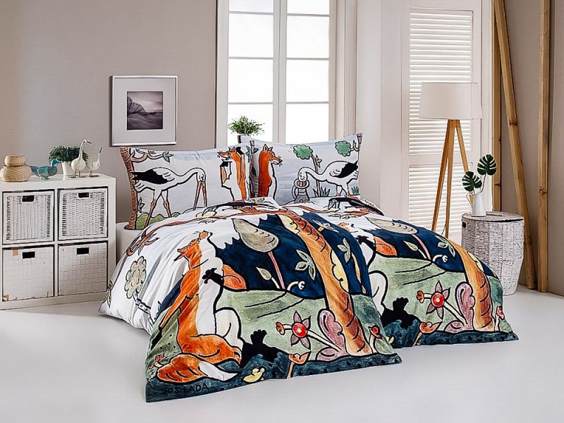 Povlečení Matějovský JOSEF LADA BAJKY, zeleno-bílé, bavlna hladká digitál, 140x200cm + 70x90cm