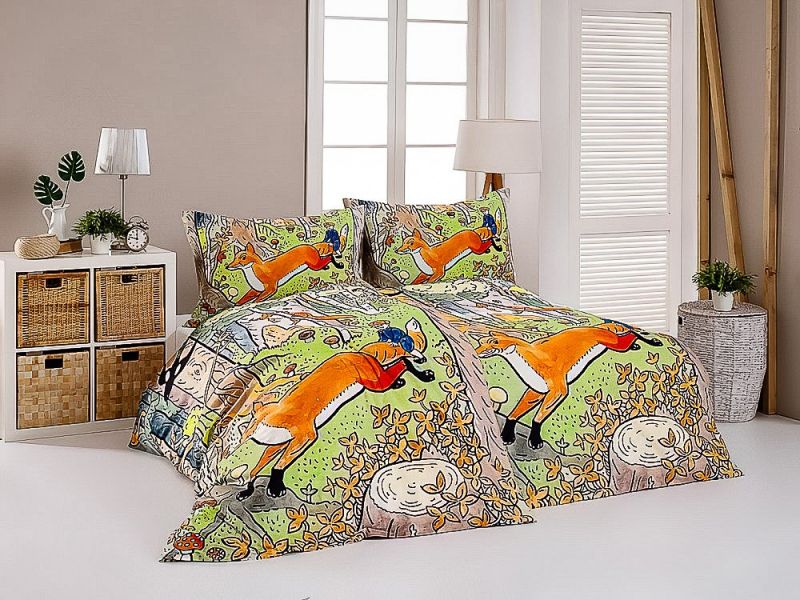 Povlečení Matějovský JOSEF LADA BUDULÍNEK, zelené, bavlna hladká digitál, 140x200cm + 70x90cm