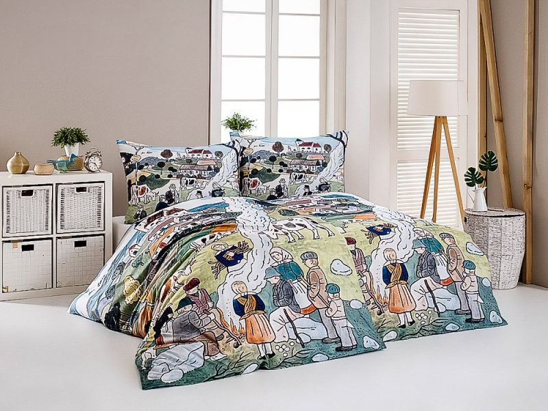 Povlečení Matějovský JOSEF LADA PODZIM, zelené, bavlna hladká digitál, 140x200cm + 70x90cm