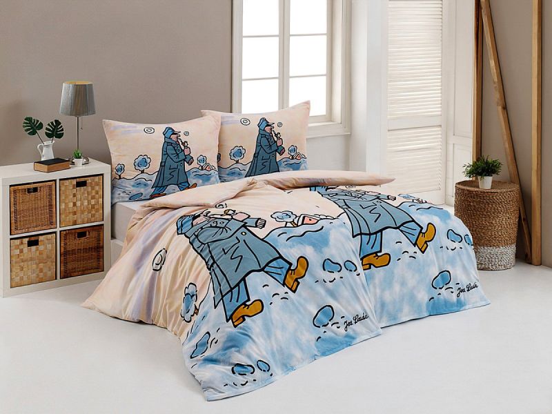 Povlečení Matějovský JOSEF LADA ŠVEJK S FAJFKOU, béžové, bavlna hladká digitál, 140x200cm + 70x90cm