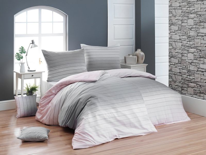 Povlečení Matějovský MELINA PINK, růžovo-šedé pruhy, (více materiálů, rozměrů)