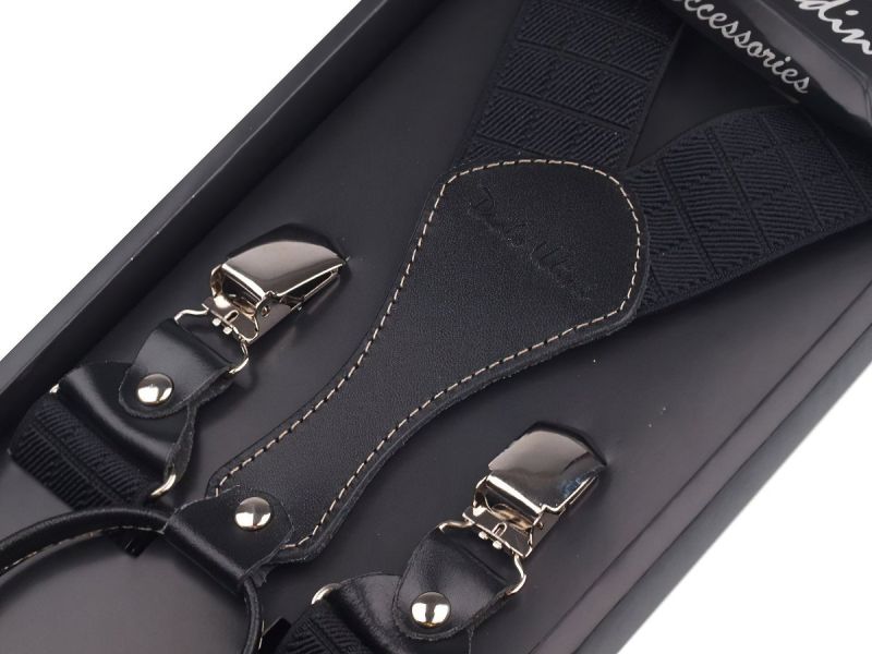 Šle pánské PAOLO UDINI / 01, délka 110cm, šíře 3,5cm, tvar Y, černé čtverce