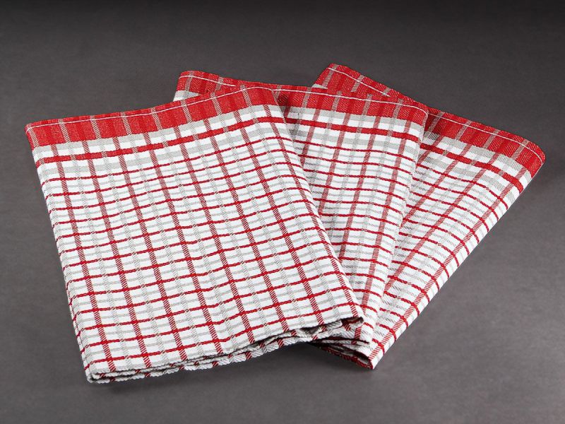 Kuchyňské utěrky EGYPTSKÁ BAVLNA 27, červené drobné káro, 3 kusy, 50x70cm
