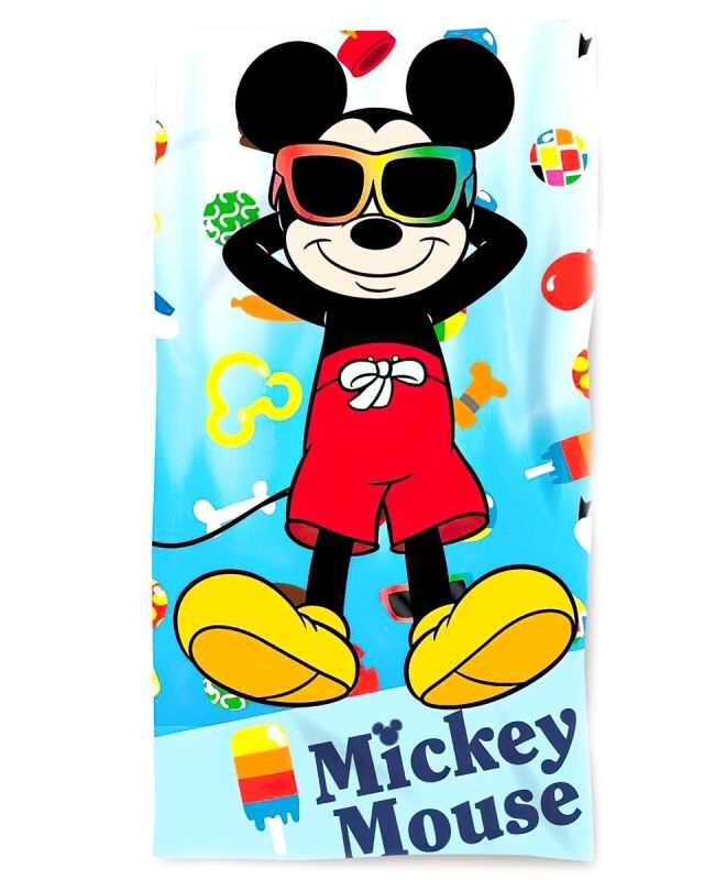 Dětská plážová osuška MICKEY MOUSE POHODA, světle modrá, froté, 70x140cm