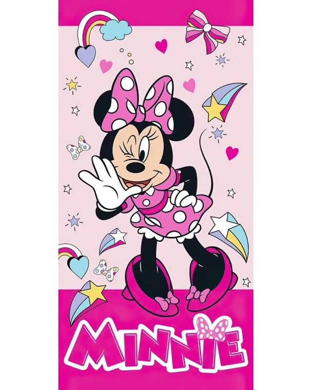 Dětská plážová osuška MINNIE SLADKÁ MYŠKA, růžová, froté, 70x140cm
