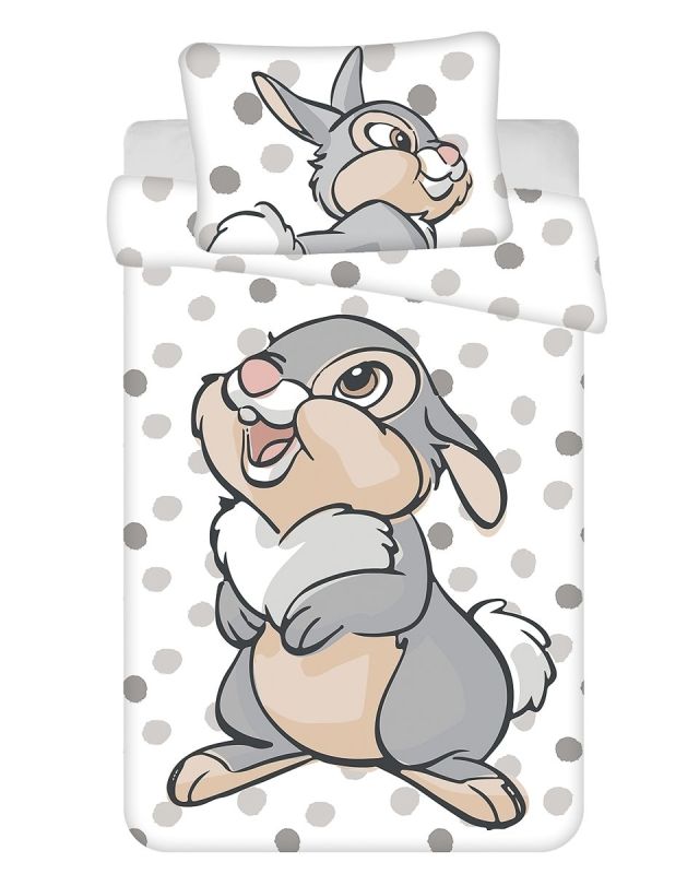 Dětské povlečení do postýlky DUPÍK DOTS BABY, zajíček na bílé, bavlna hladká, 100x135cm + 40x60cm