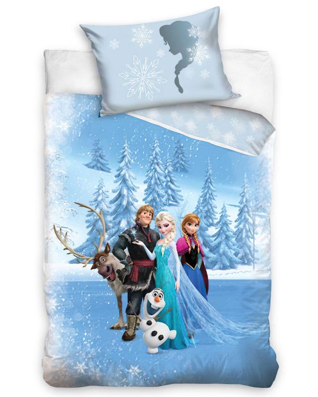 Dětské povlečení do postýlky FROZEN LEDOVÉ KRÁLOVSTVÍ PRAVÉ PŘÁTELSTVÍ, modré, bavlna hladká, 100x135cm + 40x60cm