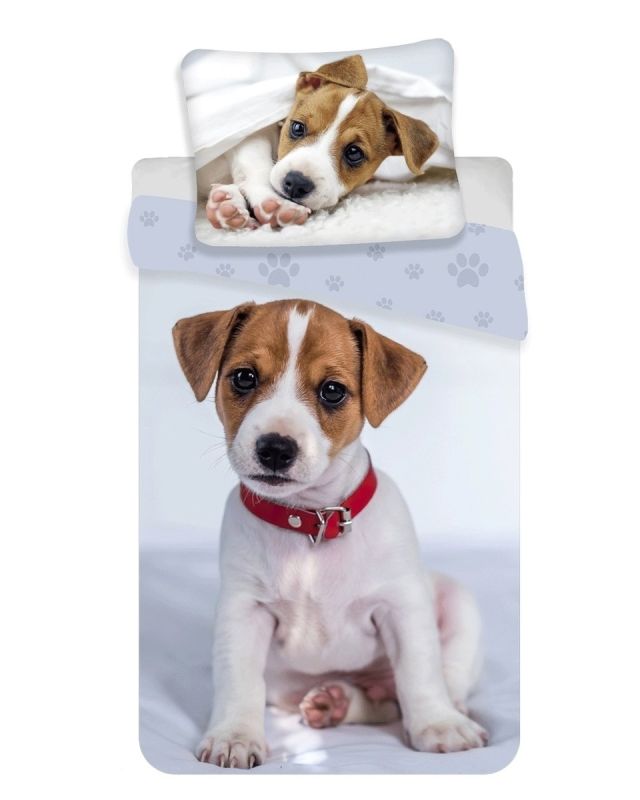 Dětské povlečení PEJSEK 03, fototisk, šedé, bavlna hladká, 140x200cm + 70x90cm 