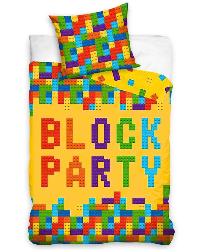 Dětské povlečení STAVEBNICE BLOCK PARTY, žluté, bavlna hladká, 140x200cm + 70x90cm