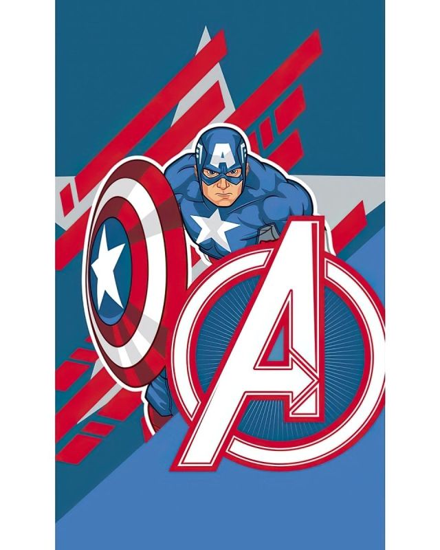 Dětský froté ručník AVENGERS KAPITAN AMERIKA, modrý 30x50cm