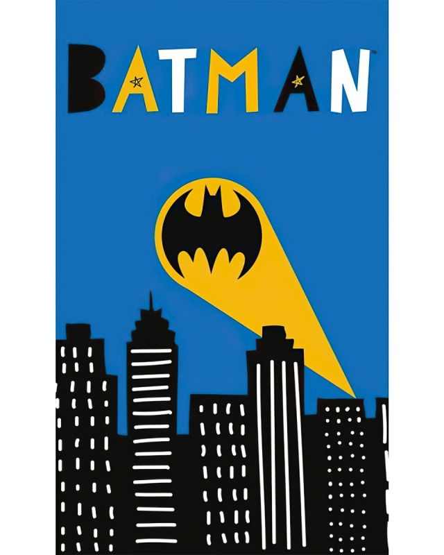 Dětský froté ručník BATMAN GOTHAM CITY, modrý 30x50cm