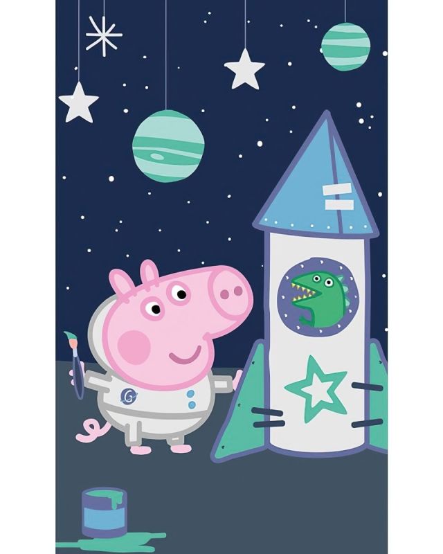 Dětský froté ručník PRASÁTKO PEPINA (PEPPA) TOMÍK ASTRONAUT, tmavě modrý, 30x50cm
