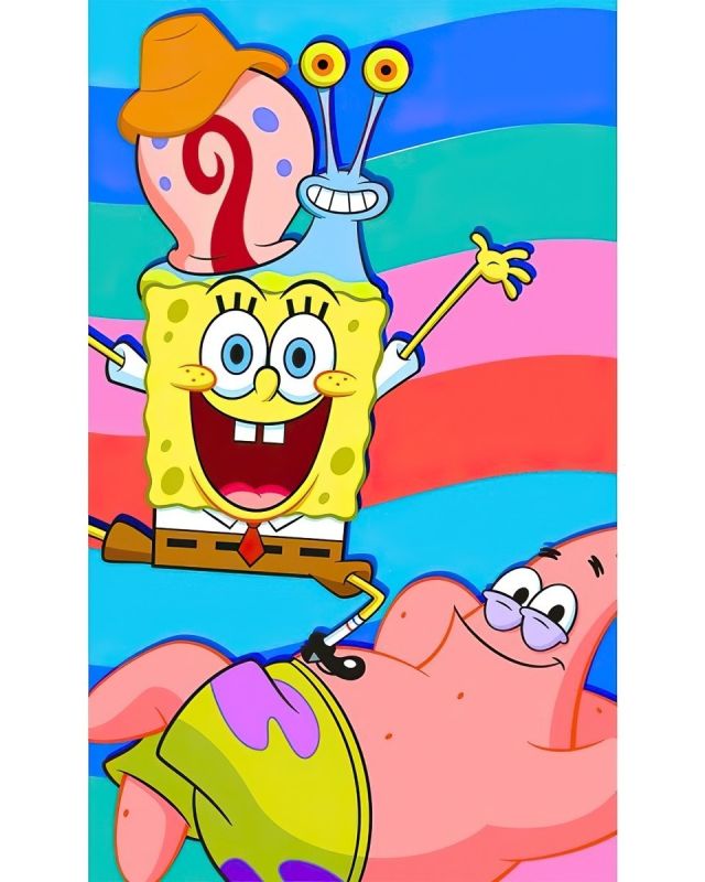 Dětský froté ručník SPONGEBOB S PATRICKEM A GARYM, duhový 30x50cm