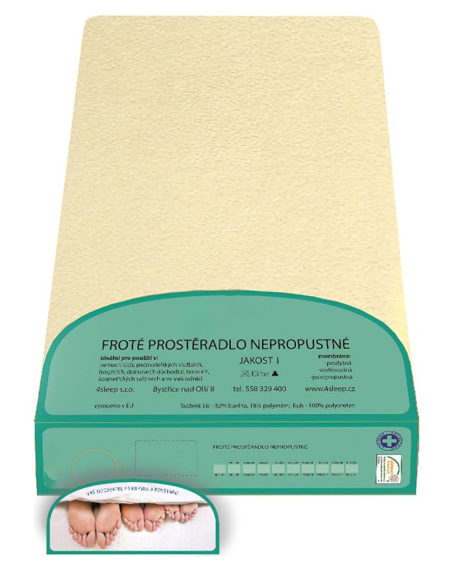 Froté prostěradlo NEPROPUSTNÉ 90x200cm, banánové