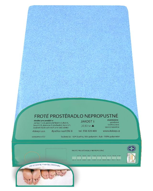 Froté prostěradlo NEPROPUSTNÉ 90x200cm, modré