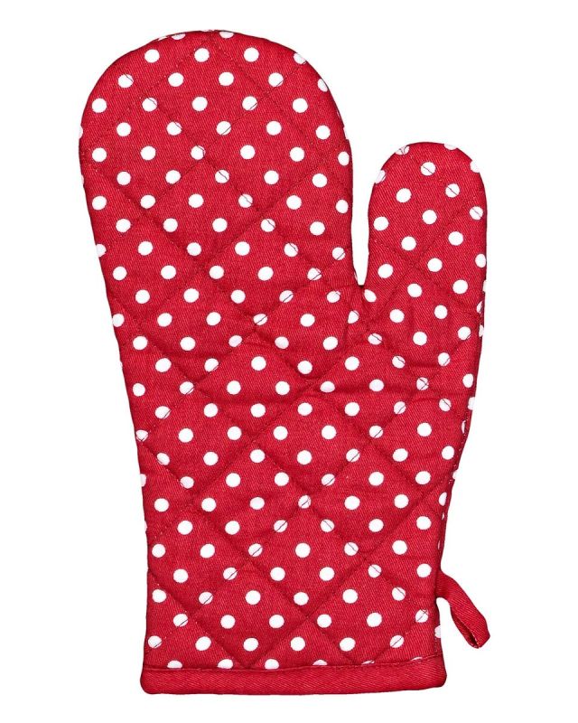 Kuchyňská chňapka ROMANTIC, bílé puntíky na červené, 28x18cm