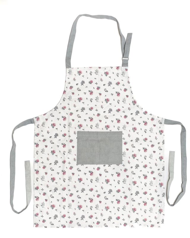 Kuchyňská zástěra KYTKY QK-131, růžovo-šedá, 60x75cm