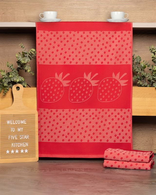 Kuchyňské utěrky EGYPTSKÁ BAVLNA U02 JAHODA, červená, 3 kusy, 50x70cm