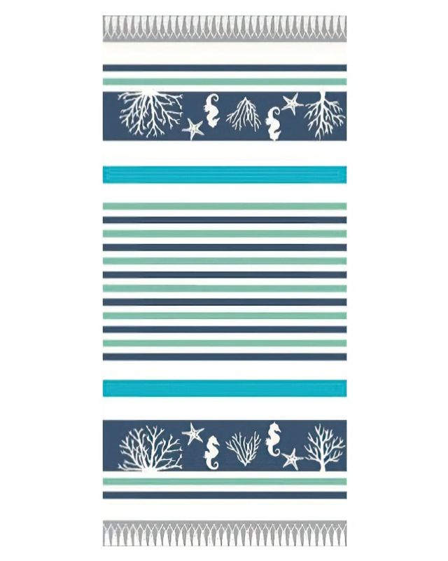 Plážová osuška DELTA, MOŘE PROUŽKY, modrá, froté, 90x170cm