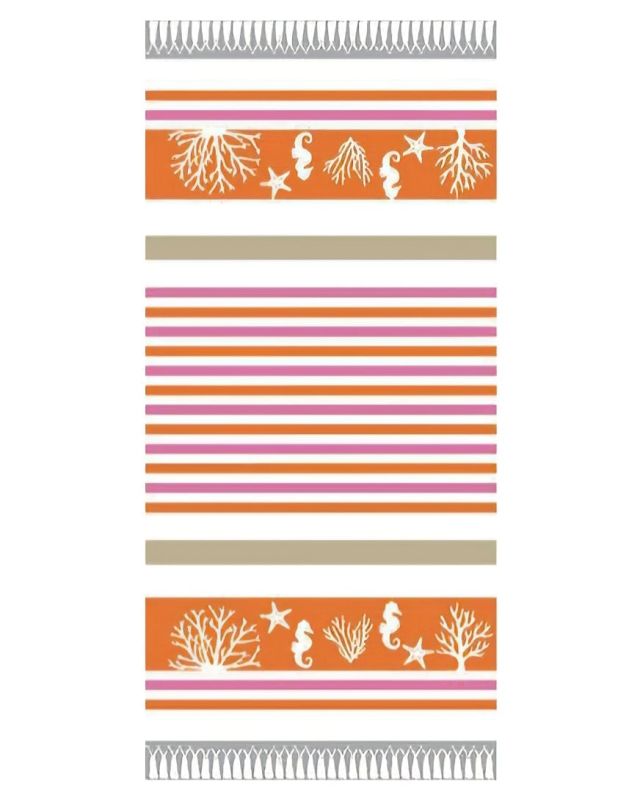Plážová osuška DELTA, MOŘE PROUŽKY, oranžová, froté, 90x170cm