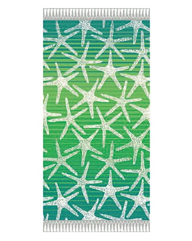 Plážová osuška DELTA, MOŘSKÉ HVĚZDICE, tyrkysovo-zelená, froté, 90x170cm