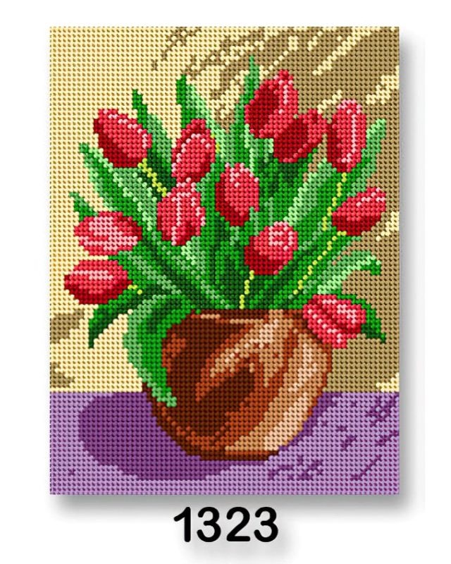 Vyšívací předloha, obrázek na vyšívání 70246/1323, květiny 1, červené tulipány, 18x24cm