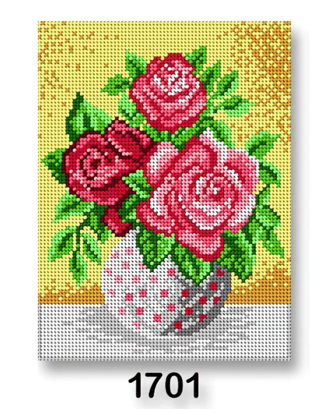 Vyšívací předloha, obrázek na vyšívání 70246/1701, květiny 6, růžová, 18x24cm