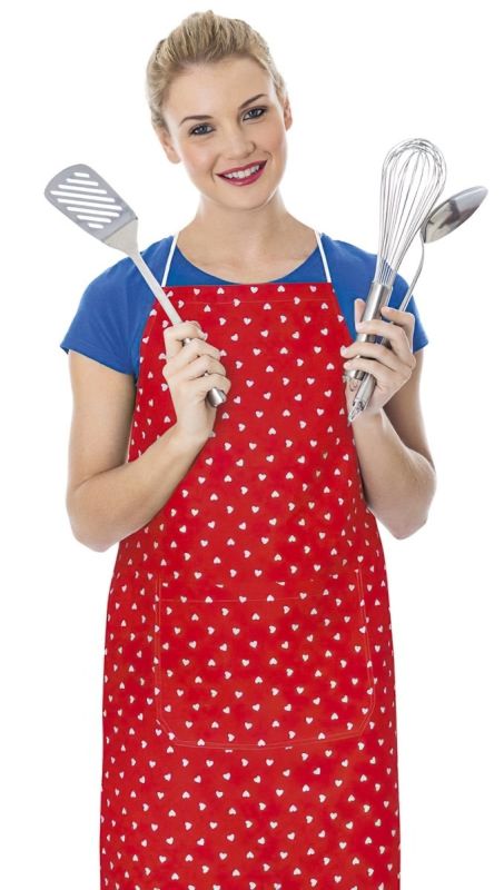 Kuchyňská zástěra ADÉLA 7750/327, SRDÍČKO ČERVENÁ 67x84cm