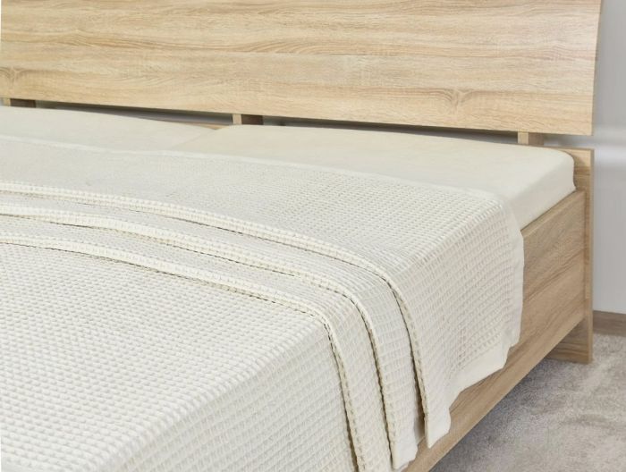 Přehoz na postel bavlněný OPTIMUS, jednobarevný smetanový, vaflový, 225x230cm, dvoulůžkový