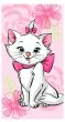 Dětská plážová osuška MARIE CAT PINK FLOWER, růžová kočička, froté, 70x140cm