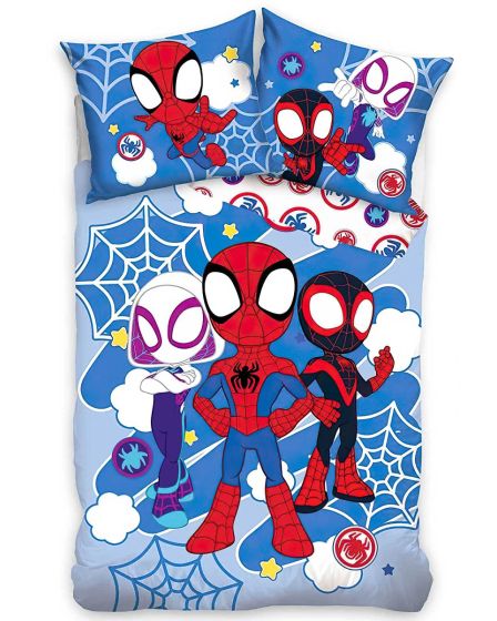 Povlečení dětské SPIDEY ÚŽASNÍ PŘÁTELÉ, modro-bílé, mikroplyš, 140x200cm + 70x90cm