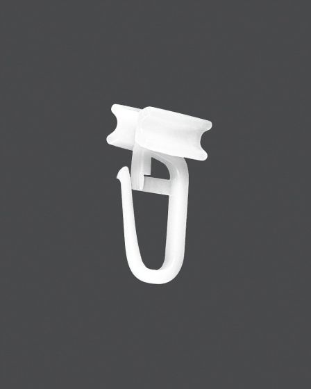 Háček na záclony s posuvnou ližinou na hliníkovou kolejnici, bílý