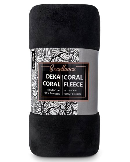 Deka z mikroplyše CORAL FLEECE jednobarevná UNI ČERNÁ, 150x200cm