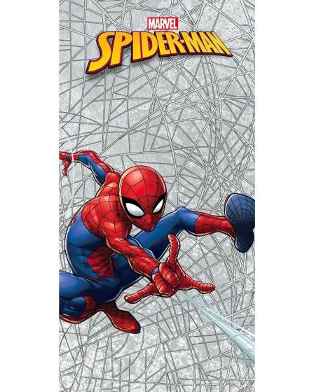 Dětská plážová osuška SPIDERMAN PAVUČINA, šedá, froté, 70x140cm