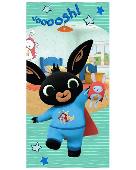 Dětská plážová osuška ZAJÍČEK BING SUPERHRDINA HOPPITY, tyrkysová, froté, 70x140cm