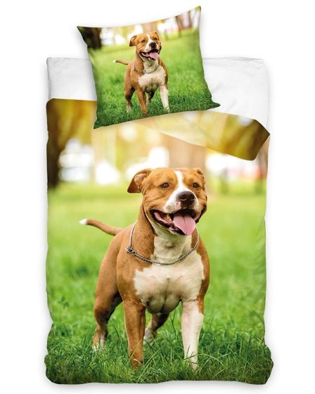 Dětské povlečení AMERICKÝ STAFORD, fototisk, zelené, bavlna hladká, 140x200cm + 70x90cm 